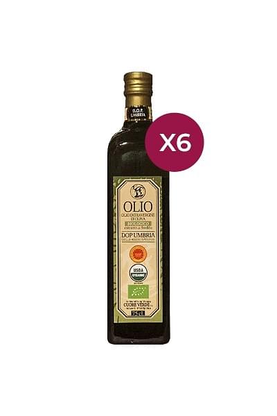 extra-virgin olive oil dop organic kosher umbria cuore verde 0 75 lt , 6 bottles