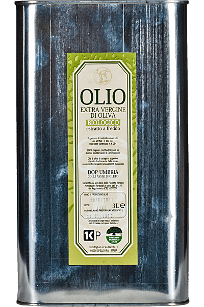 extra-virgin olive oil dop organic kosher umbria cuore verde tank 3 lt 