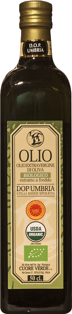 Extra-virgin organic DOP Kosher olive oil by Cuore Verde Minisize 0.10 lt.