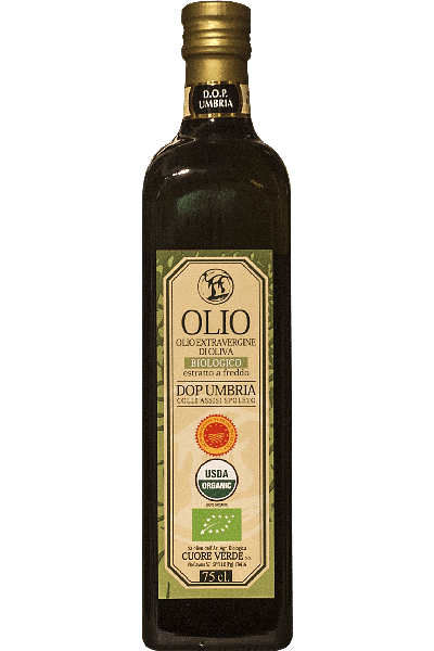 olio extra-vergine d'oliva dop biologico kosher umbria cuore verde 0 75 lt 