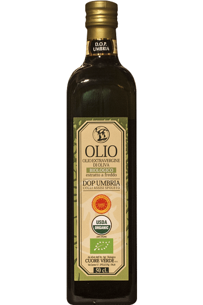 olio extra-vergine d'oliva dop biologico kosher umbria cuore verde 0 50 lt 